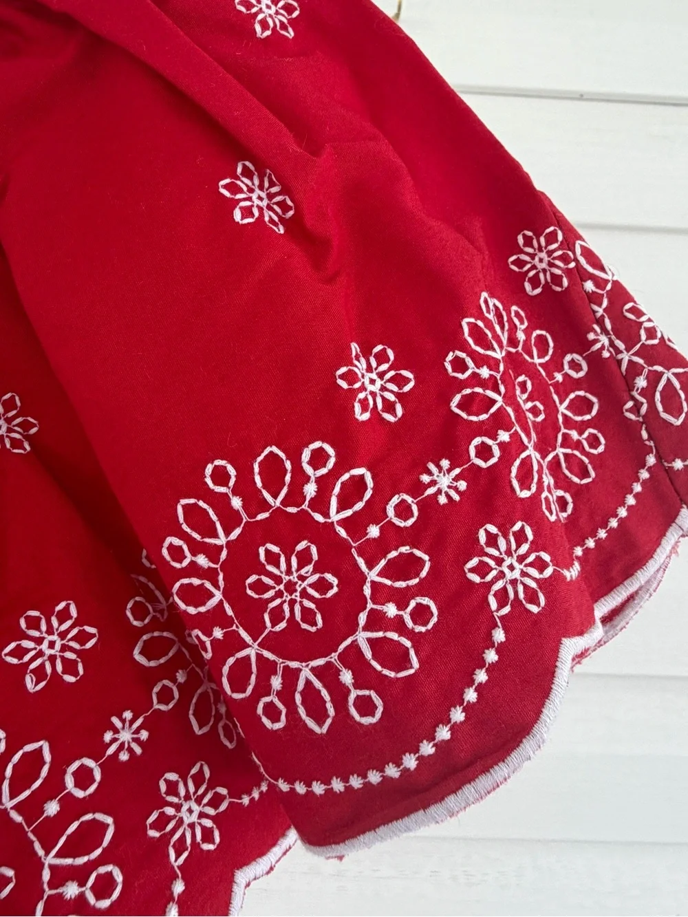 Vintage OshKosh B'gosh Cotton Dress & Bloomers Set NWT Red Embroidered Details